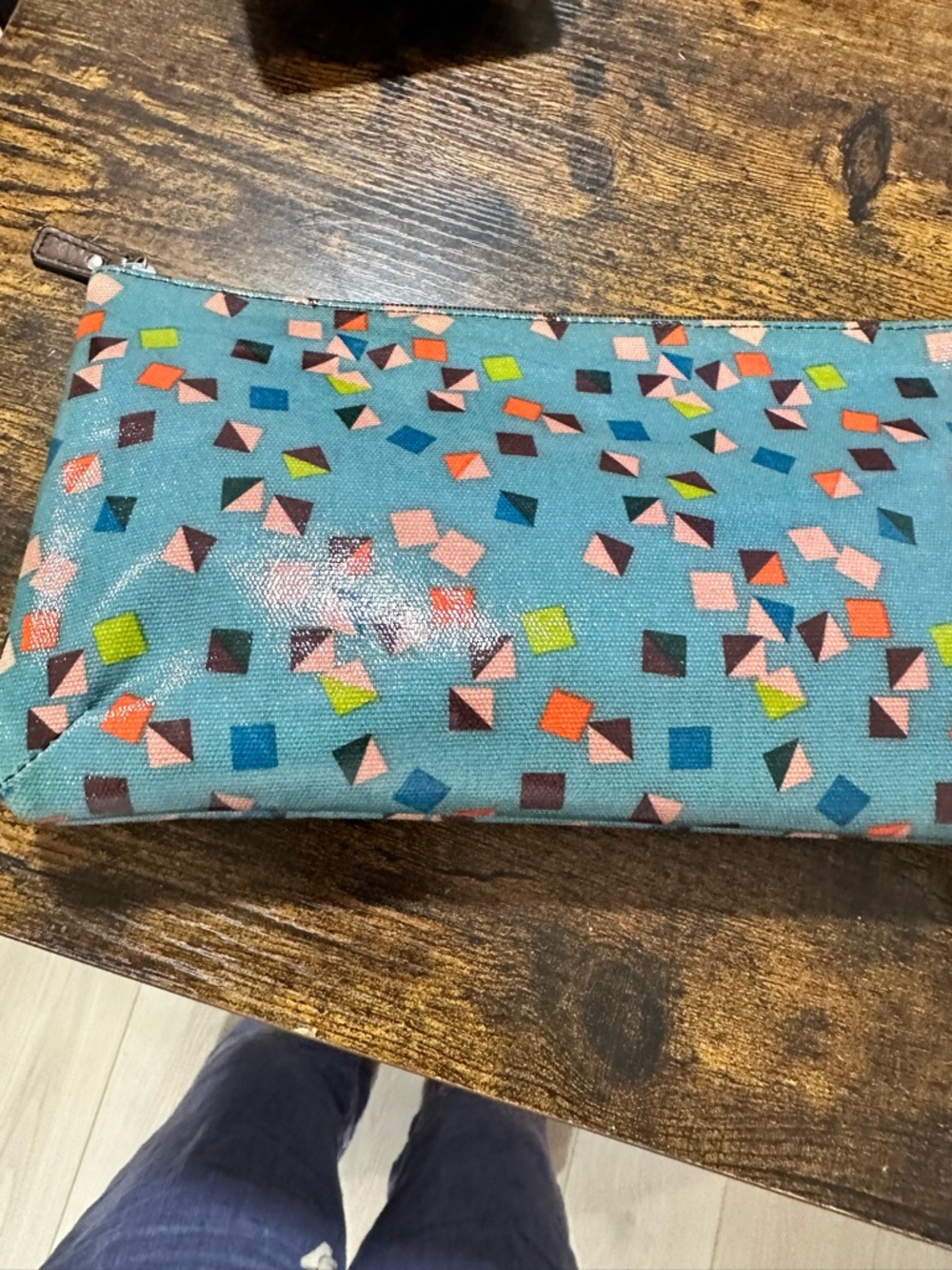 Fossil Printed Coated Canvas Cosmetic Bag Set (2-Piece) Teal Multi - Picture 5 of 8